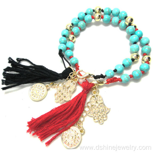 Turkey Lucky Eye Tassel Bracelet Turquoise Beads Bracelet